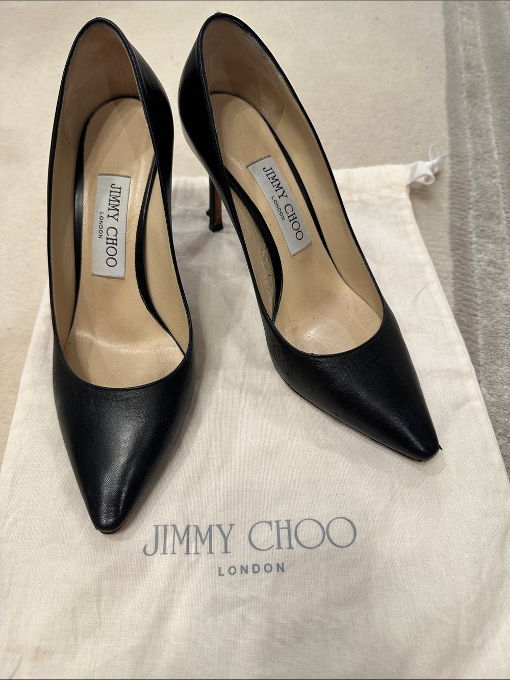 Jimmy Choo Romy 85 Black Pointed-Toe Leather Stiletto Pumps